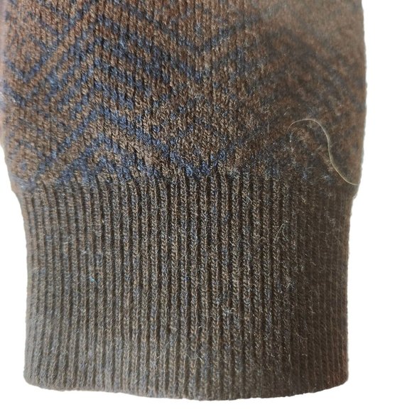 Jos A Bank Reserve Lambs Wool Crewneck Sweater Brown & Black Herringbone Large - Picture 8 of 11